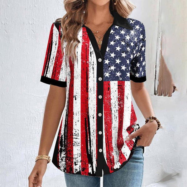 Winter USA Flaggen Shirt – Warmes Layering Top gestreift