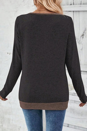 Winter-Chic Luxus V-Neck Top in Schwarz - Modisch & Wärmend