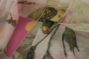 Dolce & Gabbana Multicolor Ascot Kragen Patchwork Bluse Top