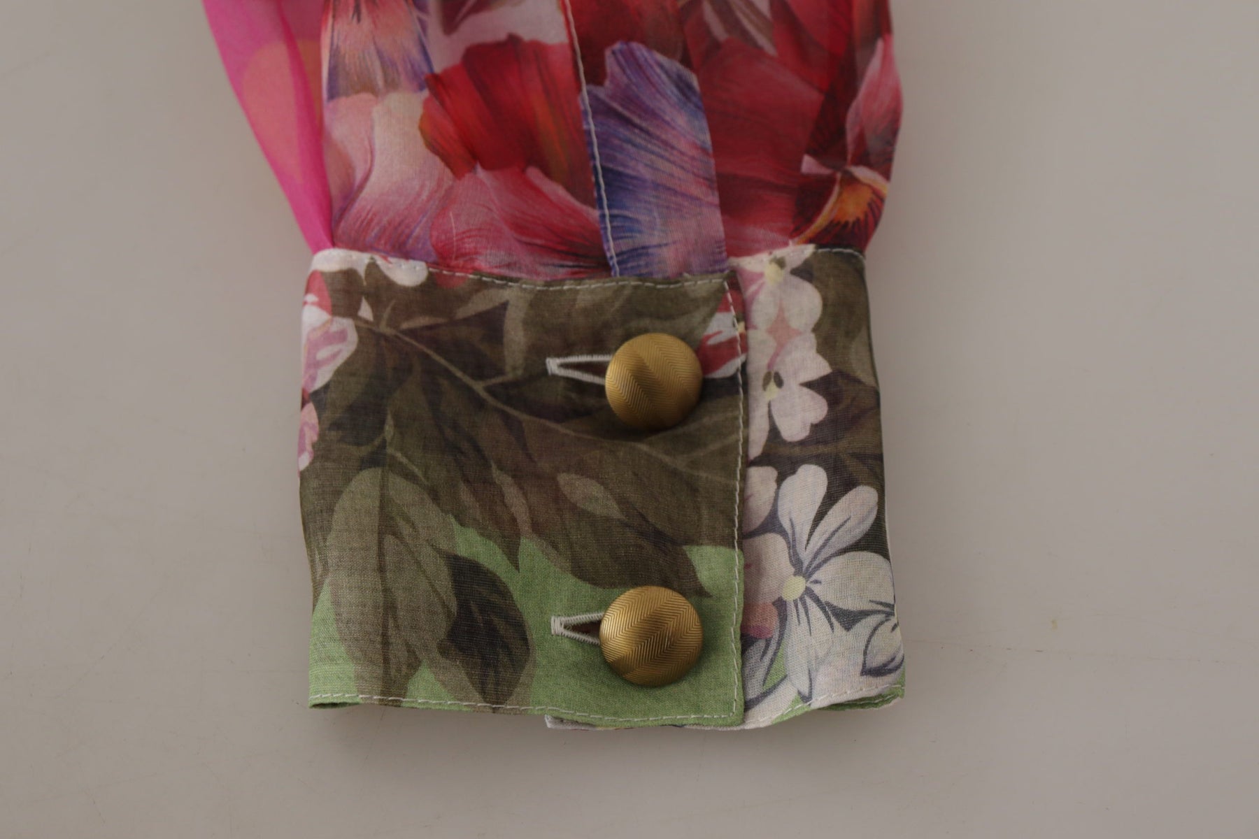 Dolce & Gabbana Multicolor Ascot Kragen Patchwork Bluse Top