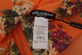 Dolce & Gabbana Orangefarbene Langarmbluse mit Blumendruck