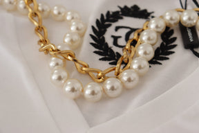 Dolce & Gabbana Weißes T-Shirt-Top mit verschönertem Halsausschnitt