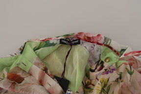 Dolce & Gabbana Multicolor Floral Patchwork Design Ascot Kragen Top Bluse