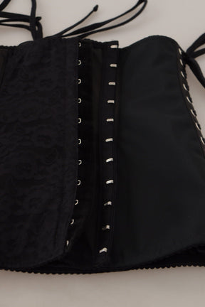 Dolce & Gabbana Schwarzes Korsett Gürtel Stretch Taille Riemen Top