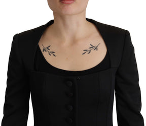 Dolce & Gabbana Schwarze Slim Fit Jacke mit langen Ärmeln und Schnappverschluss