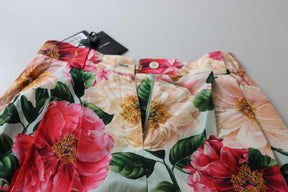 Dolce & Gabbana Multicolor Flora bedruckte Hose mit hoher Taille und abgeschnittener Hose