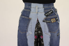 Dolce & Gabbana Multicolor Patchwork DG Mode Weites Bein Denim Hose