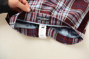 Dolce & Gabbana Graue karierte Hose mit hoher Taille und geteilter Hose