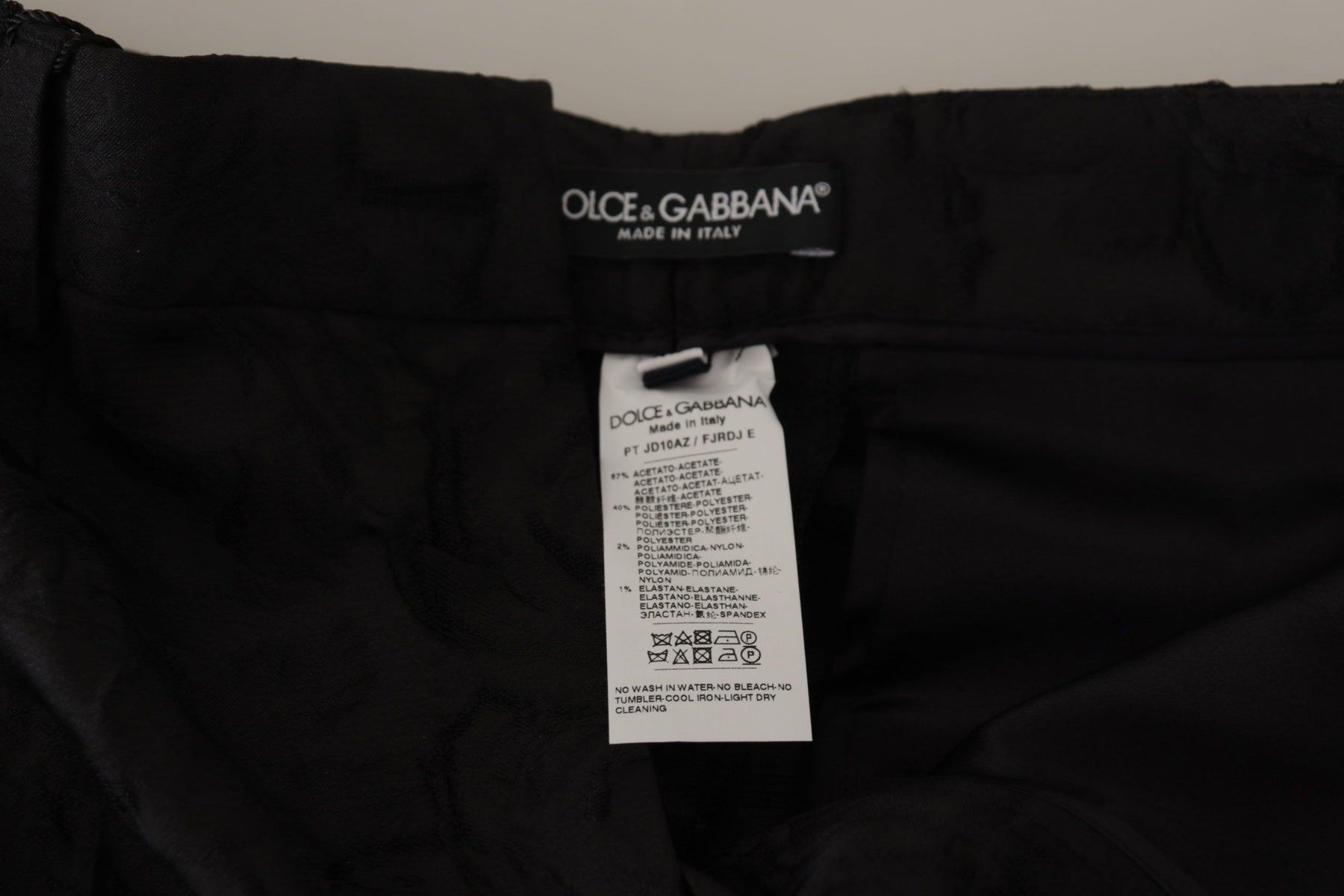 Dolce & Gabbana Schwarze Brokat-Hose mit hoher Taille