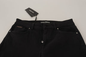 Dolce & Gabbana Schwarze Mid Waist Skinny Denim Baumwolljeans