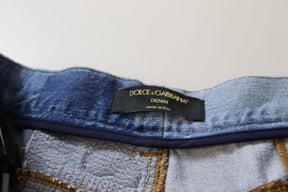 Dolce & Gabbana Multicolor Patchwork Denim Jeans mit hoher Taille