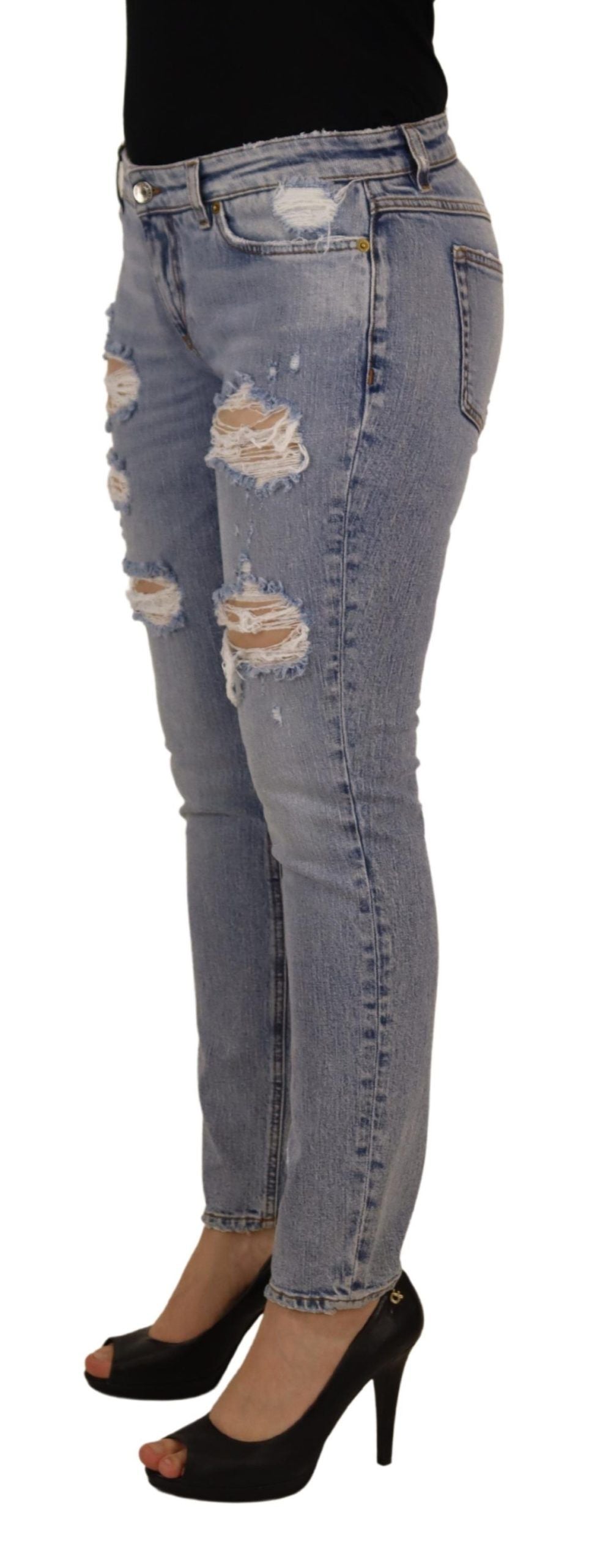 Dolce & Gabbana Blaue Baumwoll-Stretch-Skinny-Jeans mit niedriger Taille aus Denim
