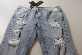 Dolce & Gabbana Blaue Baumwoll-Stretch-Skinny-Jeans mit niedriger Taille aus Denim