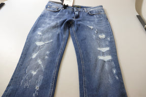 Dolce & Gabbana Blaue gewaschene Baumwoll-Skinny-Jeans mit niedriger Taille aus Denim