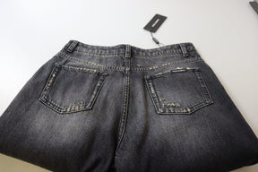 Dolce & Gabbana Schwarze verwaschene, zerfledderte Denim-Jeans mit hoher Taille