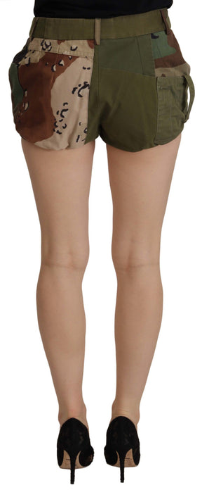 Dolce & Gabbana Grüne High Waist Hot Pants Baumwolle Armee Shorts
