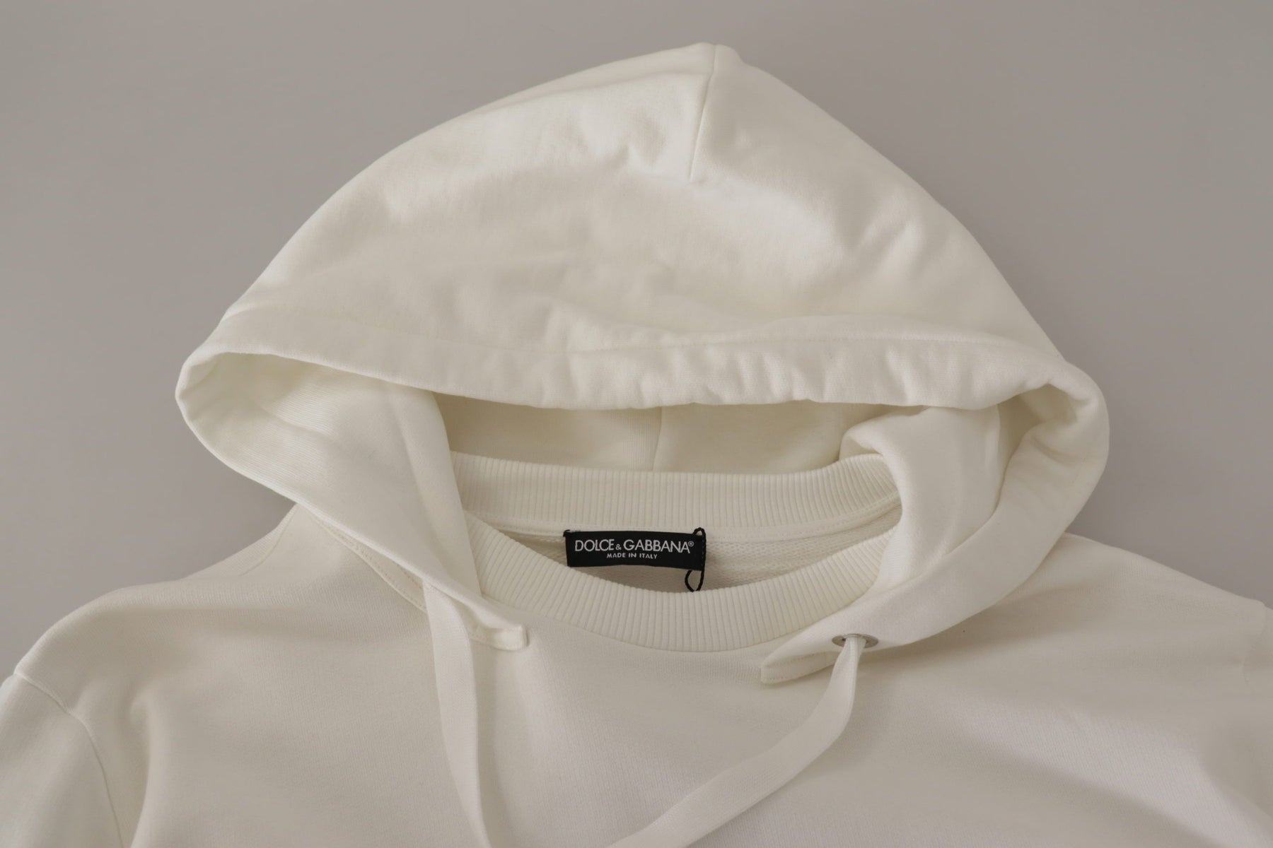 Dolce & Gabbana Weißer Kapuzenpullover bestickter Pullover