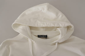 Dolce & Gabbana Weißer Kapuzenpullover bestickter Pullover