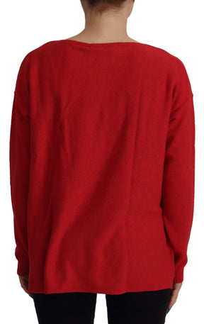 Dolce & Gabbana Roter Wollstrickpullover mit Rundhalsausschnitt