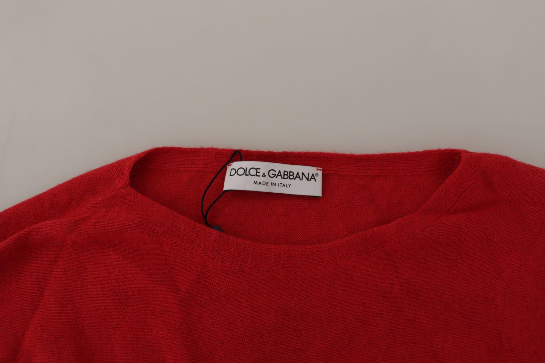Dolce & Gabbana Roter Wollstrickpullover mit Rundhalsausschnitt