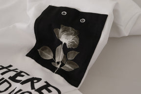 Dolce & Gabbana Weißes T-Shirt aus Baumwolle mit Rundhalsausschnitt und Slogan
