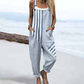 Blue Sleeveless Striped Jumpsuit - Der modische Herbstsbegleiter für jeden Anlass
