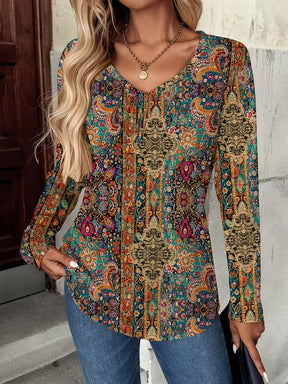 Boho Winter Longsleeve – warmes Ethno Shirt in Türkis