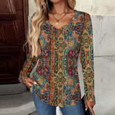 Boho Winter Longsleeve – warmes Ethno Shirt in Türkis