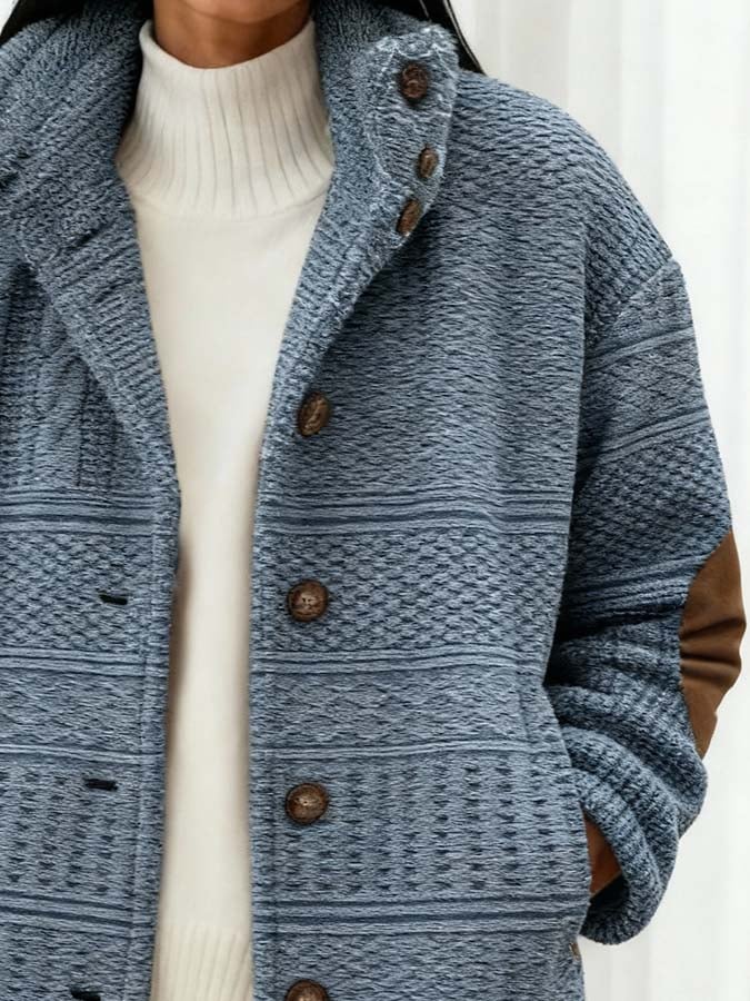 Damen Winterjacke blau oversized warm mit Stehkragen S–5XL
