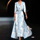 Winterliches Maxi-Kleid in Blau mit V-Ausschnitt - Eleganter Komfort für kalte Tage
