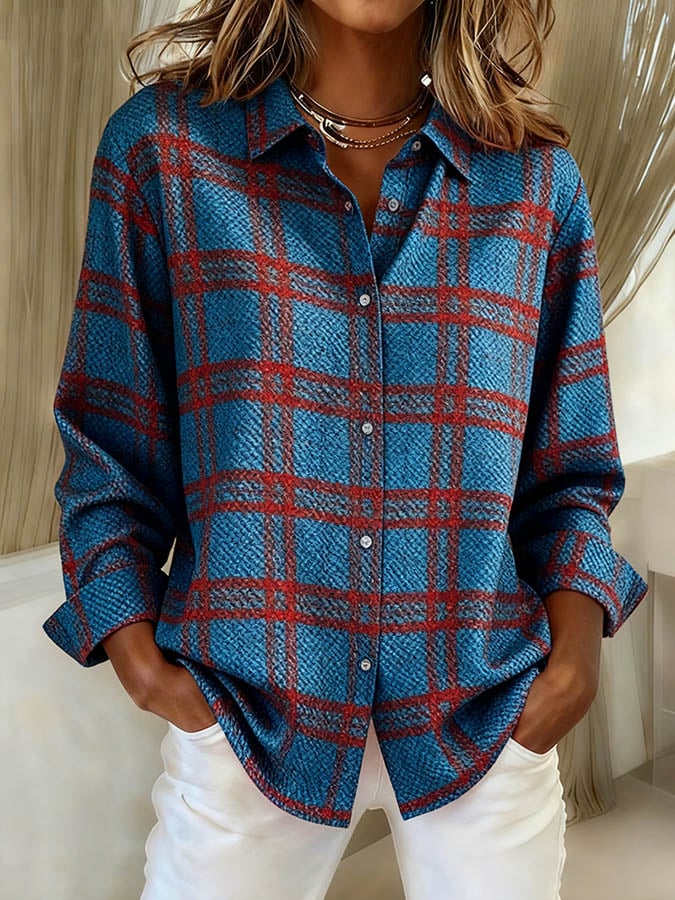Warmer Damen Karoflanell Winter Casual Loose Fit Shirt