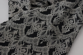 Dolce & Gabbana Schwarz-graues Jacquard-Bodycon-Kleid