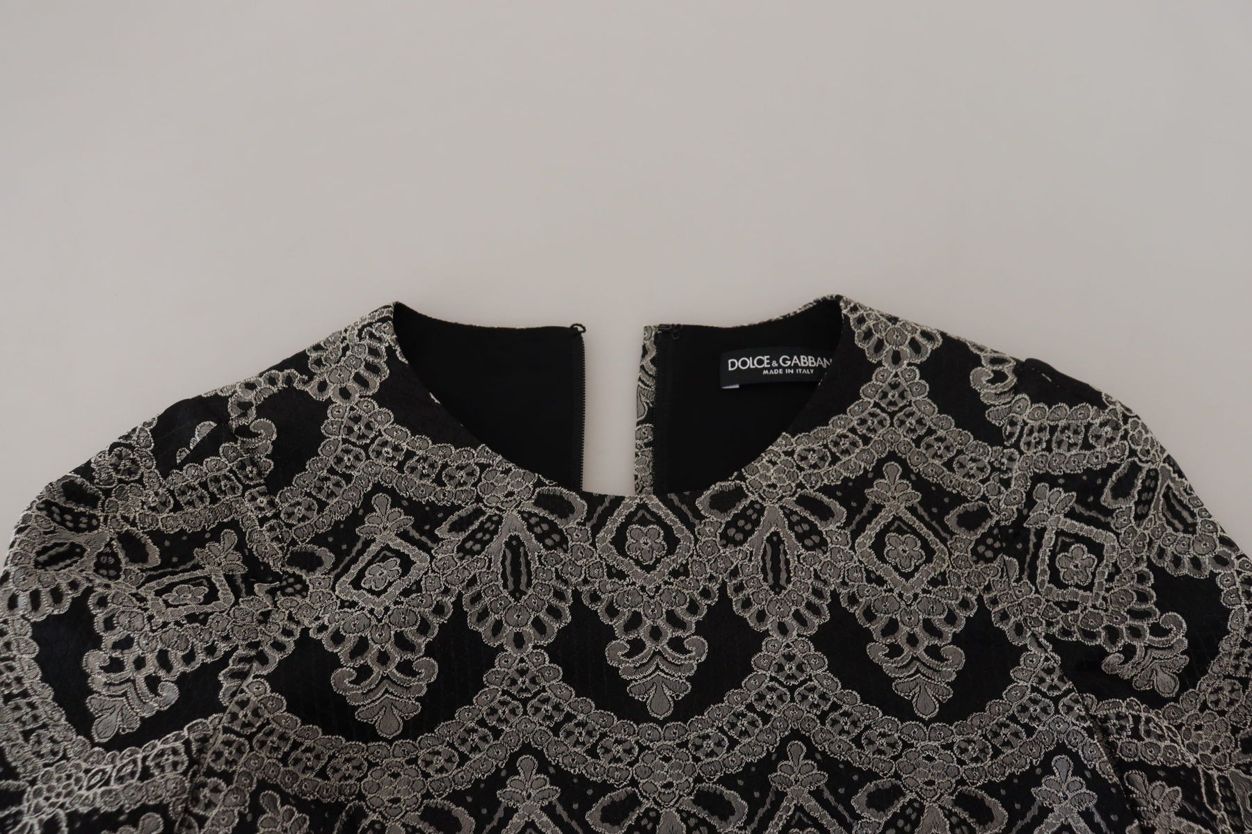 Dolce & Gabbana Schwarz-graues Jacquard-Bodycon-Kleid