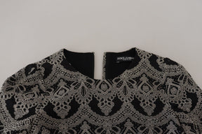 Dolce & Gabbana Schwarz-graues Jacquard-Bodycon-Kleid