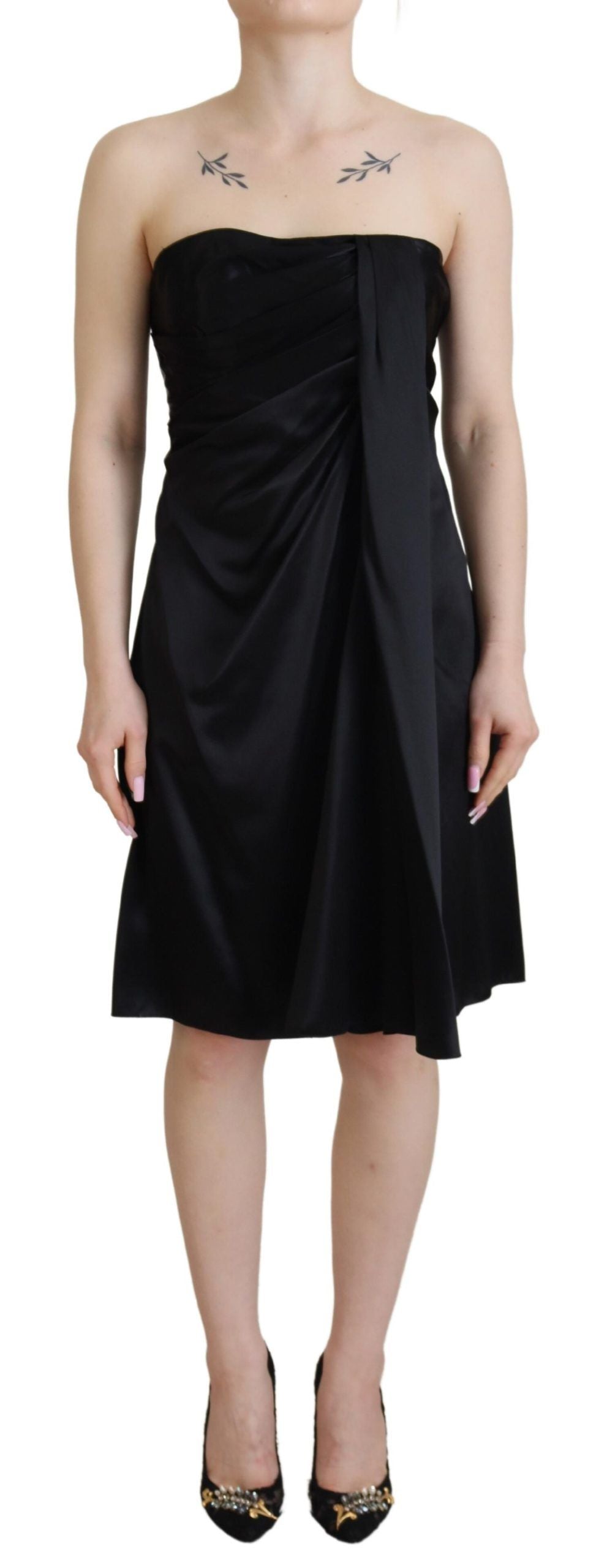 Dolce & Gabbana Schwarzes Seiden Shift Kurzes Mini Party Kleid