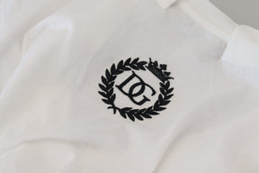 Dolce & Gabbana Weißes Kurzarm-Top mit V-Ausschnitt aus Baumwolle Bluse T-Shirt