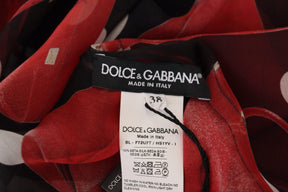 Dolce & Gabbana Schwarz Rot Sizilien Tasche Seidenhemd Top Bluse