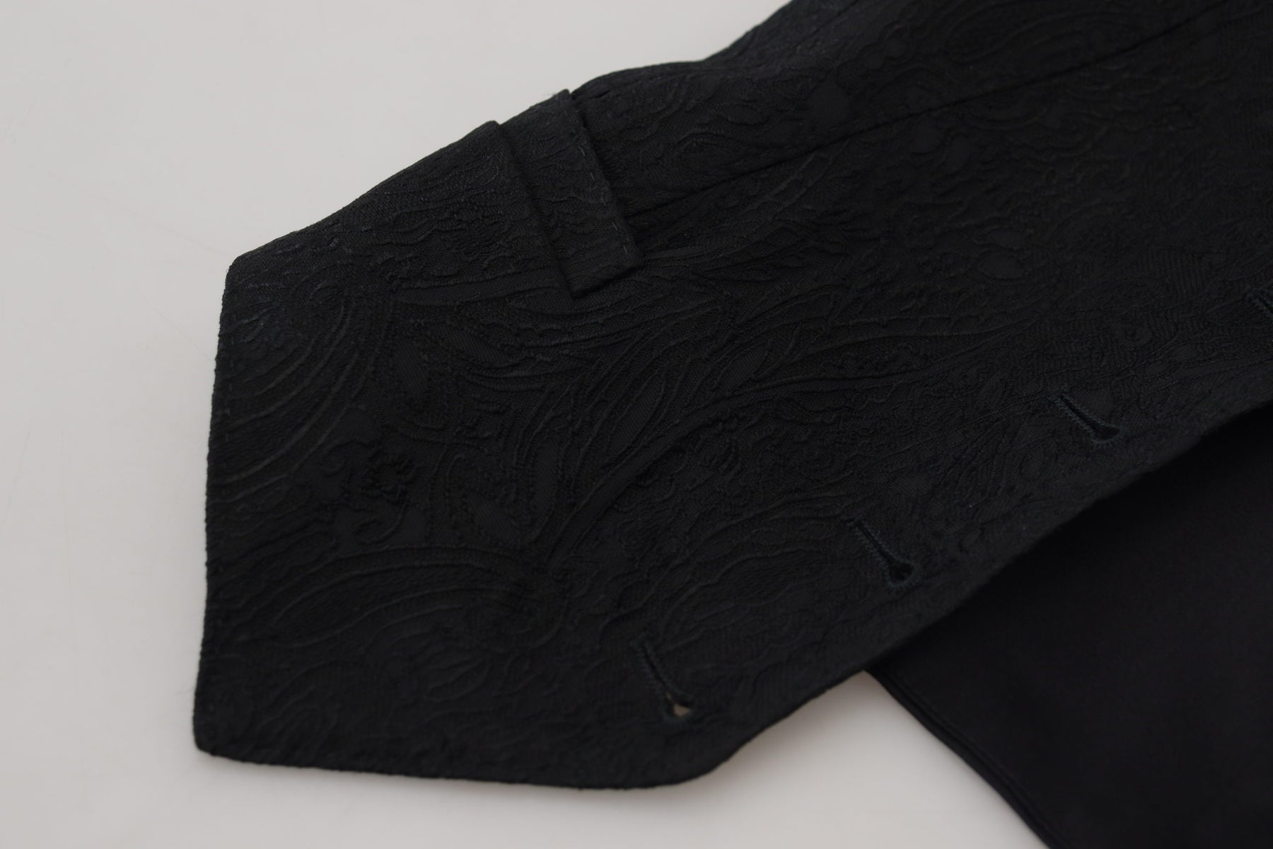 Dolce & Gabbana Schwarzer Brokat Button Down Ärmellose Weste