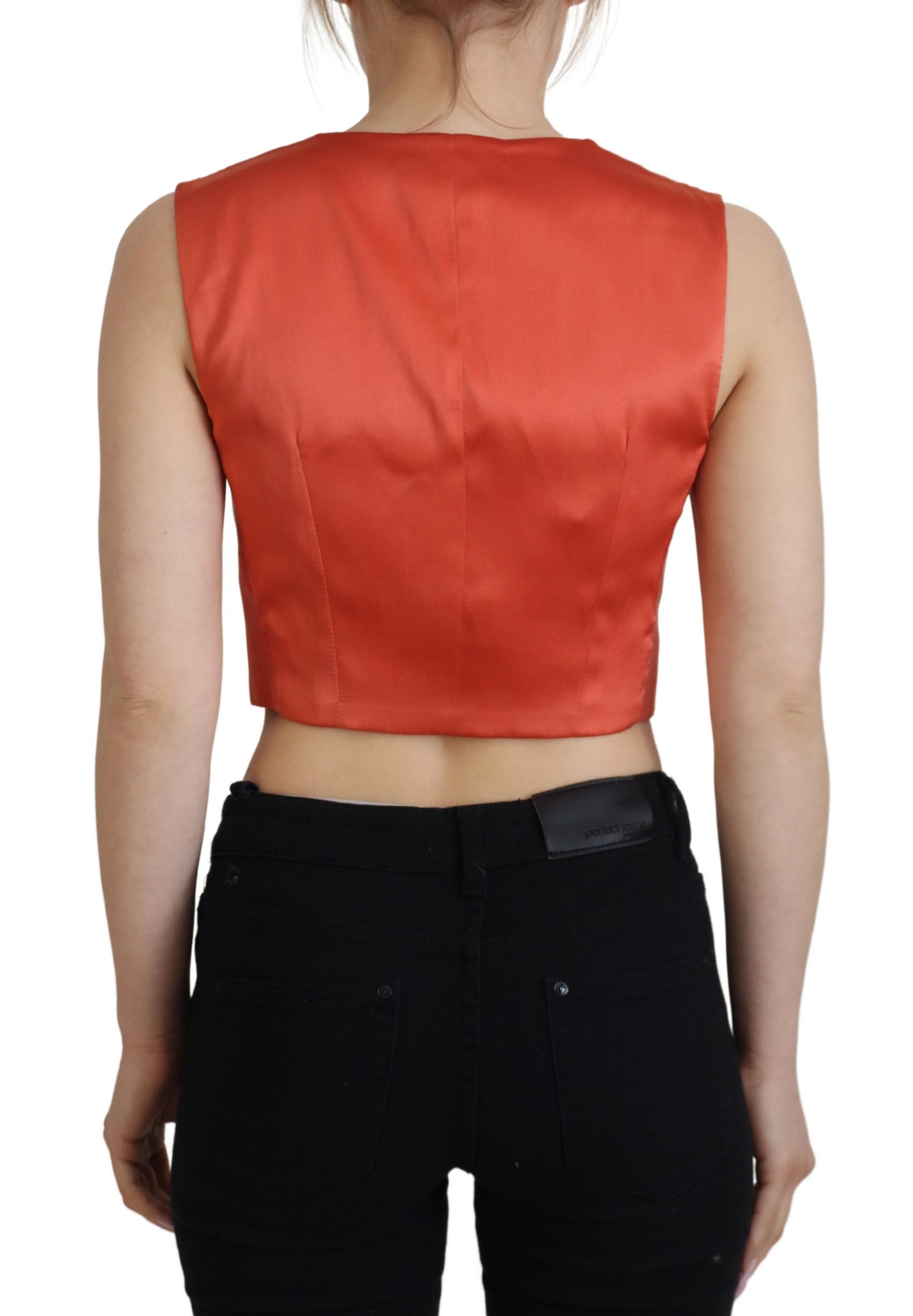 Dolce & Gabbana Orangefarbene ärmellose Weste Cropped Vest Top