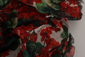 Dolce & Gabbana Multicolor Geranium A-Linie Knielanges Kleid