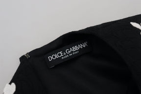 Dolce & Gabbana Schwarzes Kleid mit Spitzenbesatz und halben Ärmeln in A-Linie