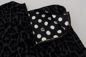 Dolce & Gabbana Schwarzes Leopard-Shift-Minikleid aus Polyester