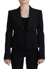 Dolce & Gabbana Schwarzer einreihig geschnittener Blazer Wolljacke