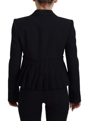 Dolce & Gabbana Schwarzer einreihig geschnittener Blazer Wolljacke