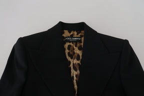 Dolce & Gabbana Schwarzer einreihig geschnittener Blazer Wolljacke