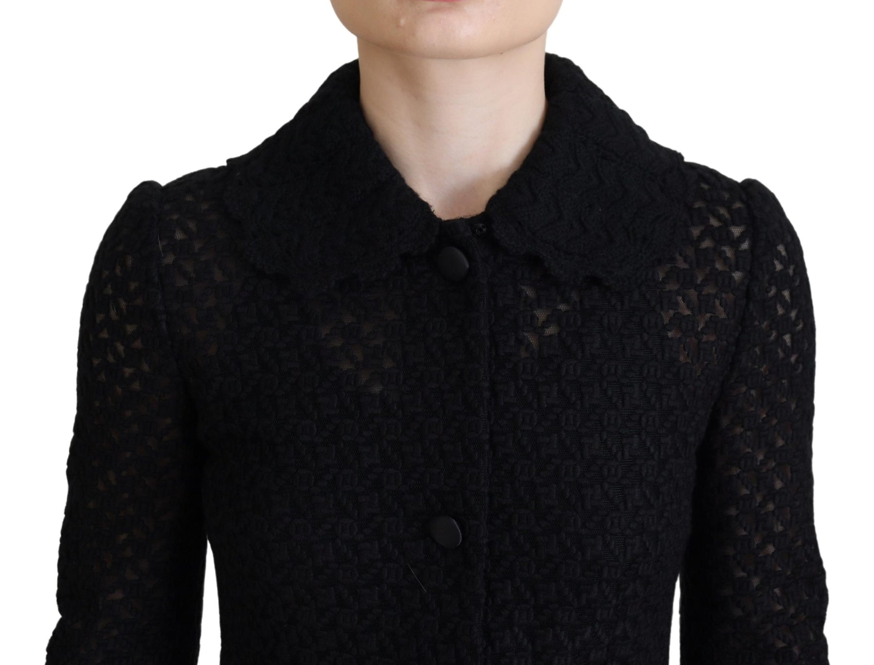 Dolce & Gabbana Schwarzer Button Down Long Blazer Baumwolljacke