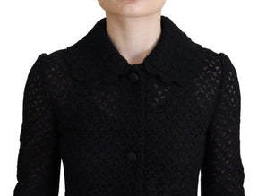 Dolce & Gabbana Schwarzer Button Down Long Blazer Baumwolljacke