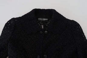 Dolce & Gabbana Schwarzer Button Down Long Blazer Baumwolljacke