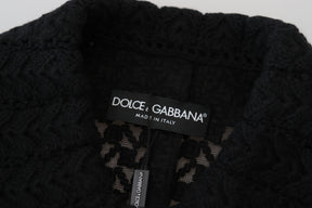 Dolce & Gabbana Schwarzer Button Down Long Blazer Baumwolljacke