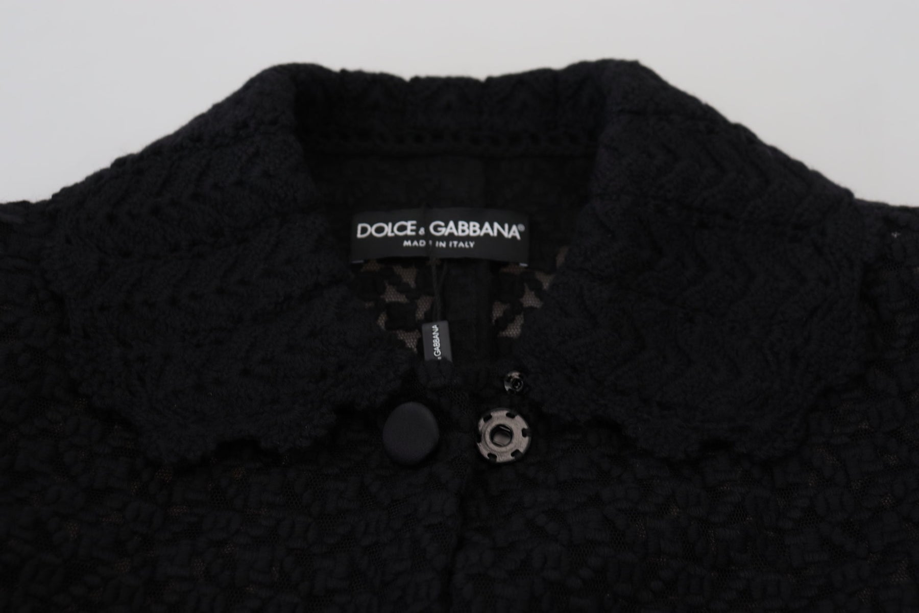 Dolce & Gabbana Schwarzer Button Down Long Blazer Baumwolljacke